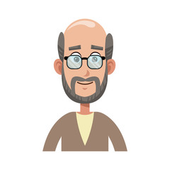 happy old man cartoon icon over white background. colorful design. vector illustration