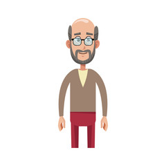 happy old man cartoon icon over white background. colorful design. vector illustration