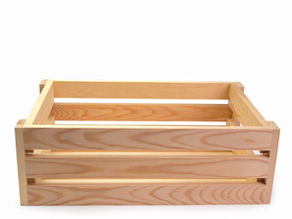 Wooden box on white background