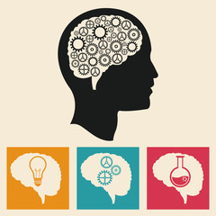 profile head brain development gears icons vector illustration eps 10