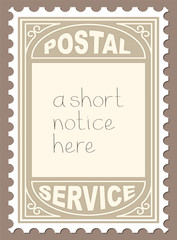 Postal Stamp Shape Blank Placard. Vector Illustration of Postal Stamp Shape Blank Placard.