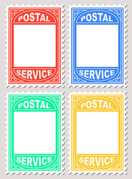 Vector Illustration of Postal Stamp Shape Blank Placard for writing notices upon.