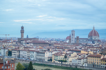 Fototapeta na wymiar The morning view of Florence city at the peak in Florence Italy