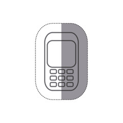 sticker silhouette tech cellphone icon flat vector illustration