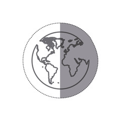 sticker silhouette map of the world icon flat vector illustration