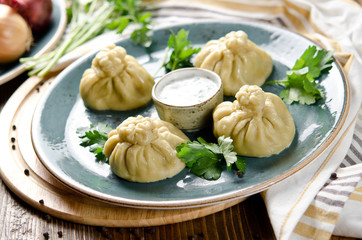 Manti. Traditional meat dish of the peoples of Central Asia