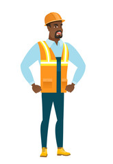 Young african-american furious builder screaming.