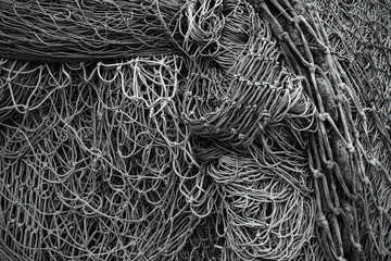 Discarded Fishing Nets Mono Black White Copyspace.