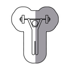 sticker of monochrome pictogram with man weightlifting vector illustration