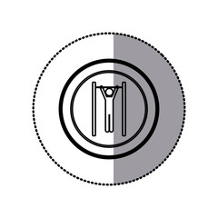 sticker of monochrome pictogram of gymnast in horizontal bar in circular frame vector illustration
