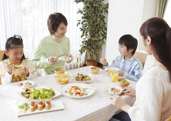 Parents and kids having a party