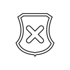 shield with wrong icon over white background. vector illustration