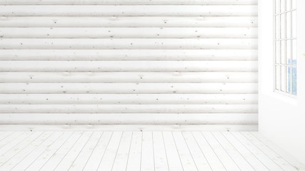 Modern bright interior with large window . 3D rendering