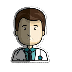 medical doctor man icon over white background. colorful design. vector illustration