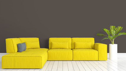 Modern bright interior . 3D rendering