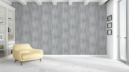 Modern bright interior . 3D rendering