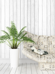 Modern bright interior . 3D rendering