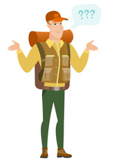 African confused traveler with spread arms.