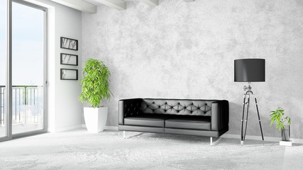Modern bright interior . 3D rendering