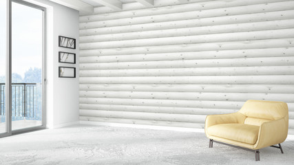 Modern bright interior . 3D rendering