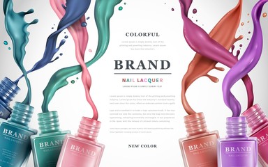 Colorful nail lacquer ads - obrazy, fototapety, plakaty