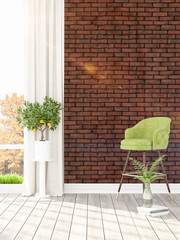 Modern bright interior . 3D rendering