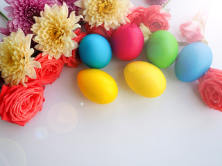 Obraz na płótnie Canvas Colorful easter eggs background.