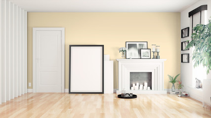 Modern bright interior . 3D rendering