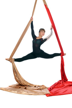 Gymnastics on aerial silk