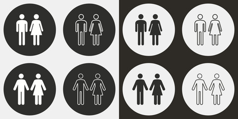 Man and Woman restroom icon set.