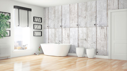 Modern bright interior . 3D rendering