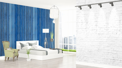 Modern bright interior . 3D rendering
