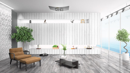 Fototapeta premium Modern bright interior . 3D rendering