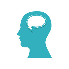 color silhouette of human face with bubble speech in mind vector illustration