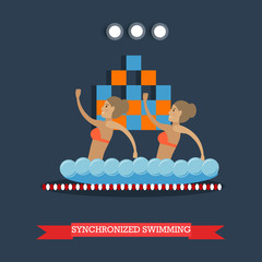 Synchronized swimming concept vector illustration in flat style