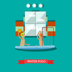 Water polo concept vector illustration in flat style