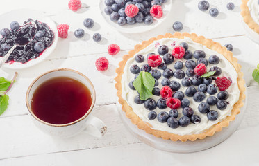 Sweet Cheese cakes with fresh berries
