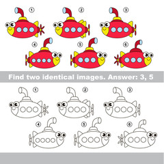 Fototapeta premium Visual game. Find hidden couple of Submarines.