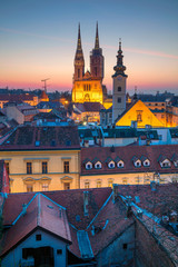 Fototapeta premium Zagreb. Cityscape image of Zagreb, Croatia during twilight blue hour.