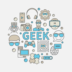 Geek round colorful illustration