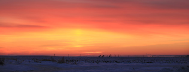 scarlet sky at sunset