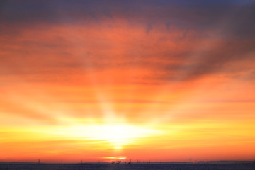 scarlet sky at sunset