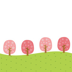 桜の丘　横に並ぶ桜　横パターン