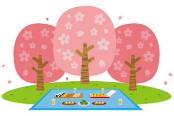 レジャーシートでお花見セット