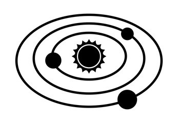 Solar system with the sun and planets on orbits flat vector icon for apps and websites