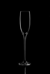 Elegant picture of champagne glass over the black background