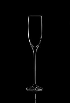 Elegant picture of champagne glass over the black background