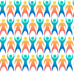 Seamless pattern with multicolored people. Vector texture for wrapping paper, wallpaper and your creativity