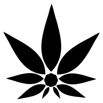 Cannabis black silhouette logo. Hemp icons. Sign T-shirts for design, creating corporate identity and promotional products.