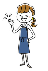 エプロン姿の女性：OK